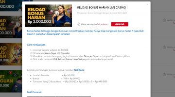 Promo Bonus Reload Harian Live Casino di BK8